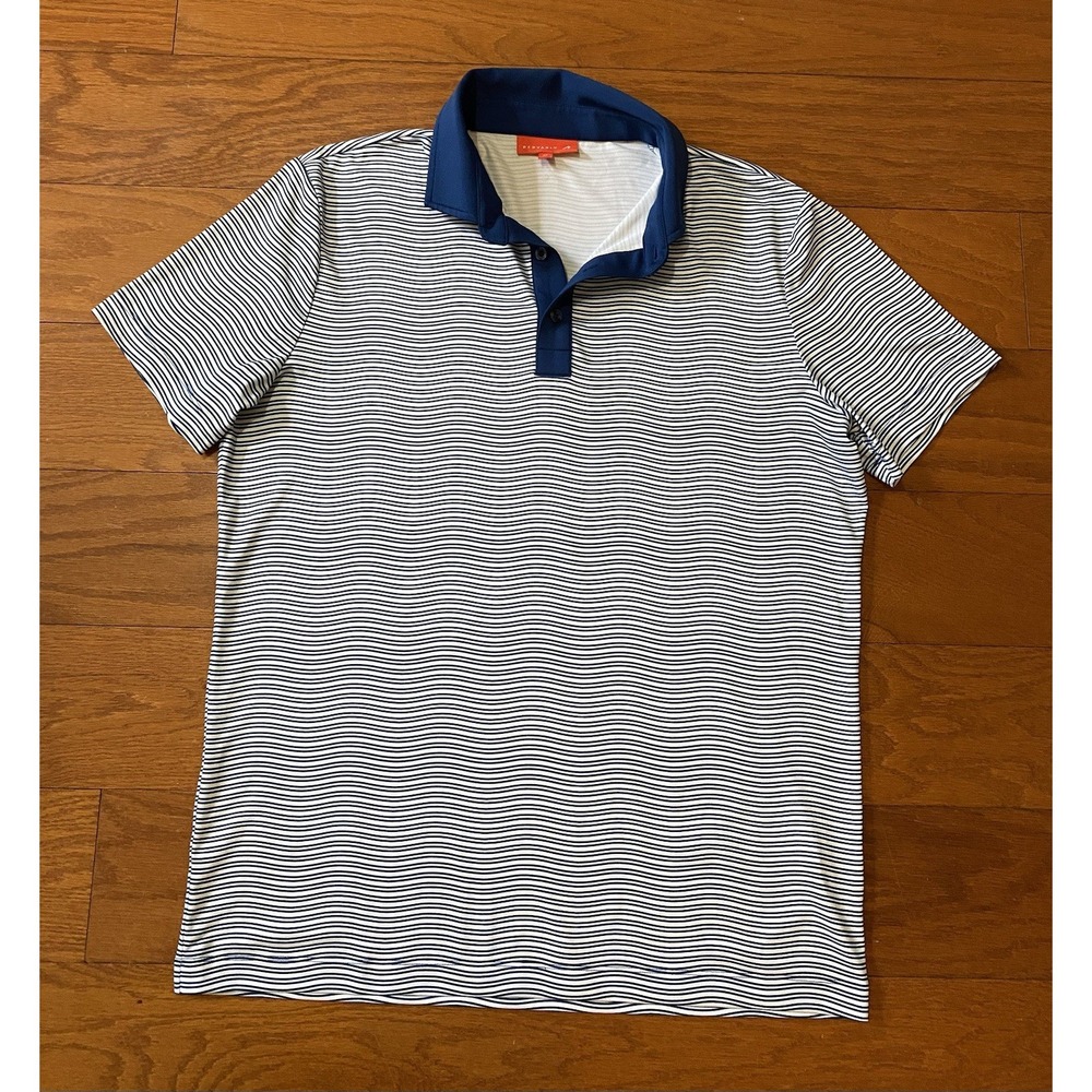 Redvanly Golf Polo Shirt Men Medium Stripes Print Performance Short Sleeve M
